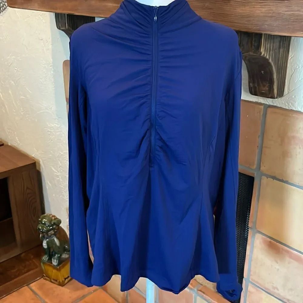 Ibkul Navy Blue 1/2 Zip Mock Neck Pullover, size XL